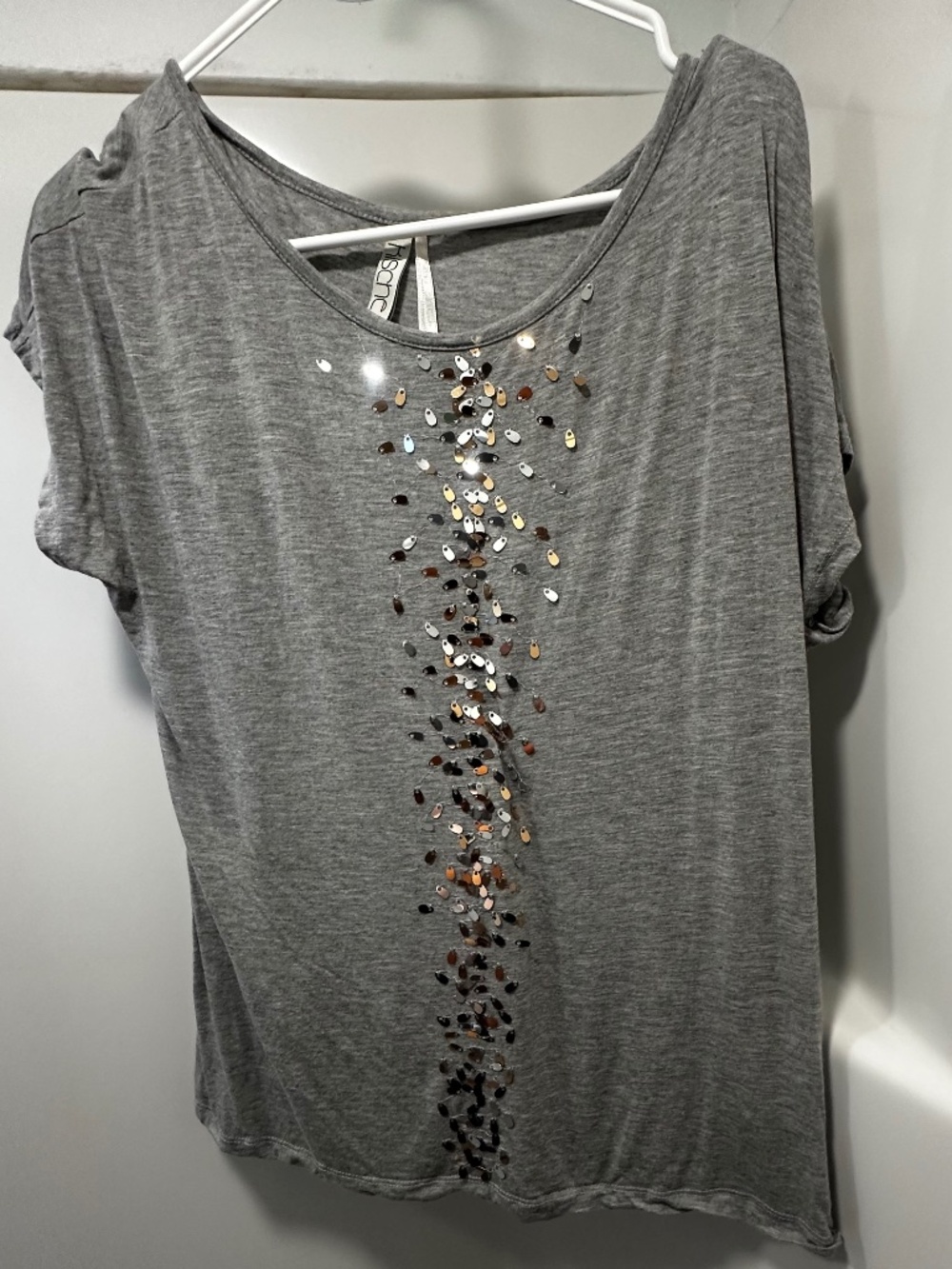 Sequined Grey Top